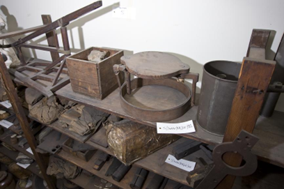 Wooden model of crane, pulley attached. James Watt's Garret workshop record photography. © The Board of Trustees of the Science Museum.