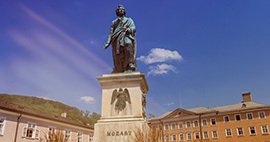 Mozart statue in Salzburg, Austria