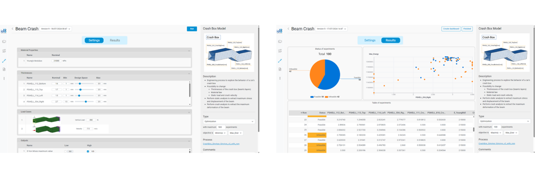 Transition directly from inputs to analysis with a single click